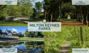 4 parks in Milton Keynes including lakes, woodland, river and grassland
