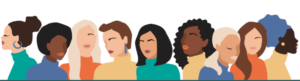 international womens day header showing illustration of women of different ethnicities.